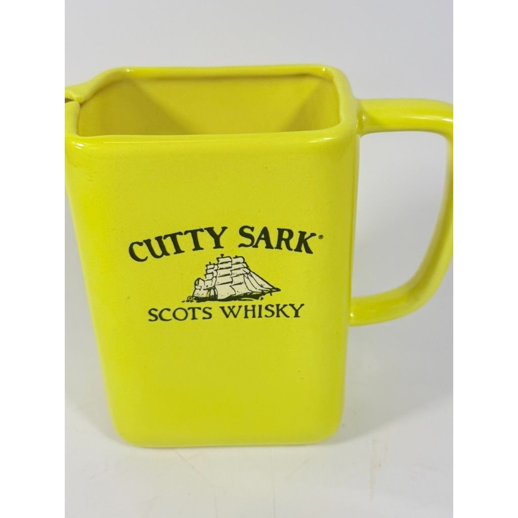 Whiskey Pitcher Cutty Sark Scots Whisky Yellow Ceramic Made in Mexico Pub Single Malt Advertising Liquor Barware Collectible Man Cave