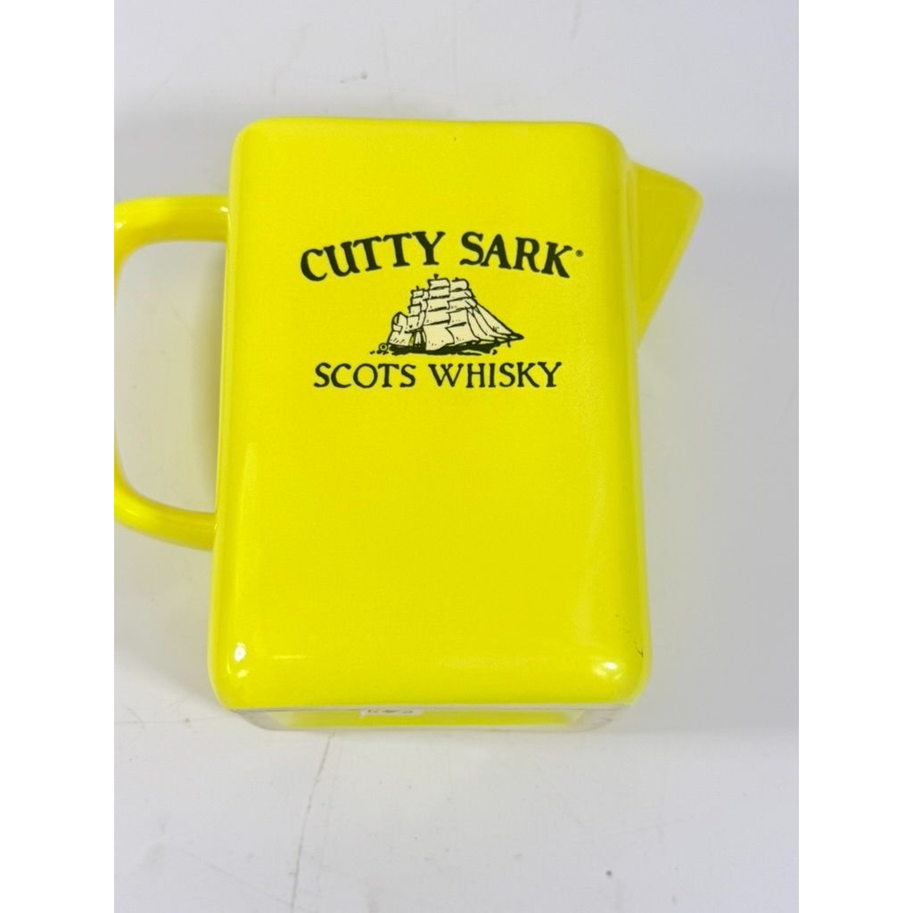 Whiskey Pitcher Cutty Sark Scots Whisky Yellow Ceramic Made in Mexico Pub Single Malt Advertising Liquor Barware Collectible Man Cave