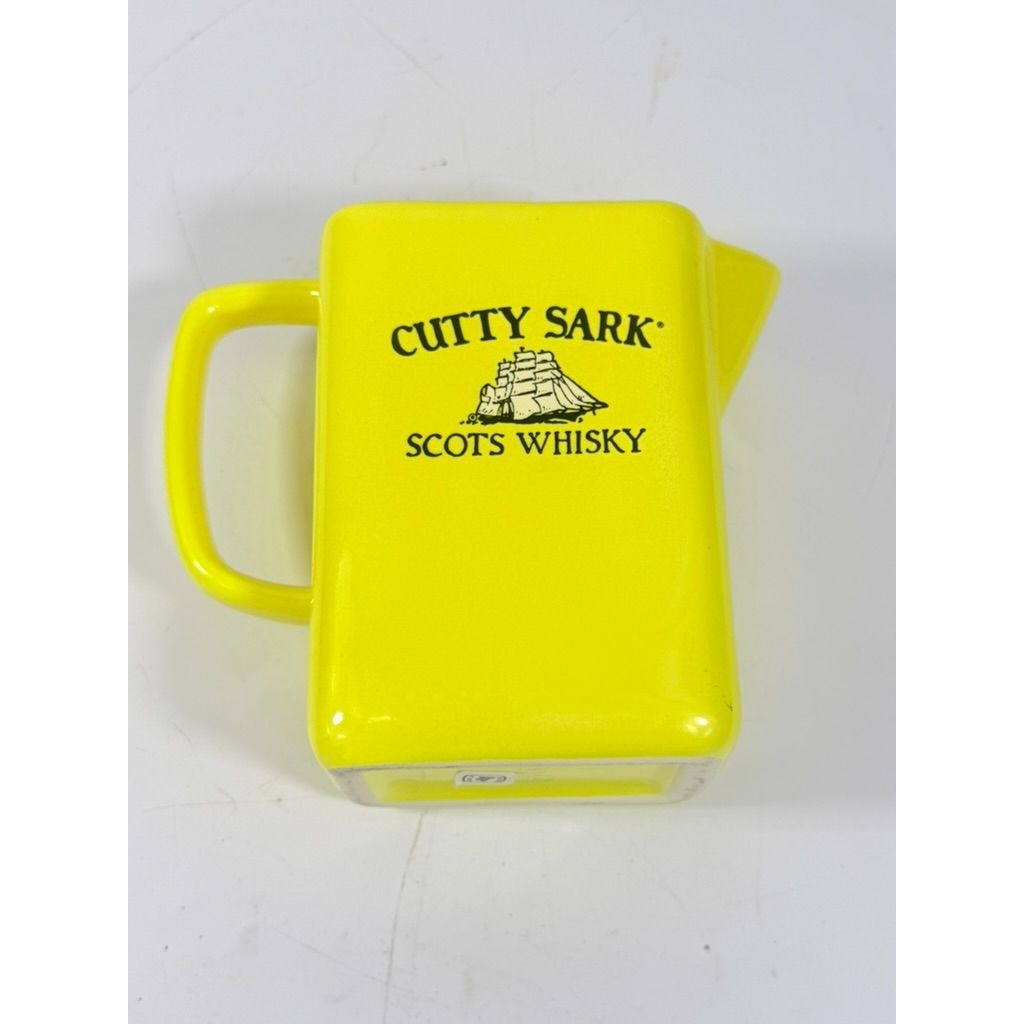 Whiskey Pitcher Cutty Sark Scots Whisky Yellow Ceramic Made in Mexico Pub Single Malt Advertising Liquor Barware Collectible Man Cave