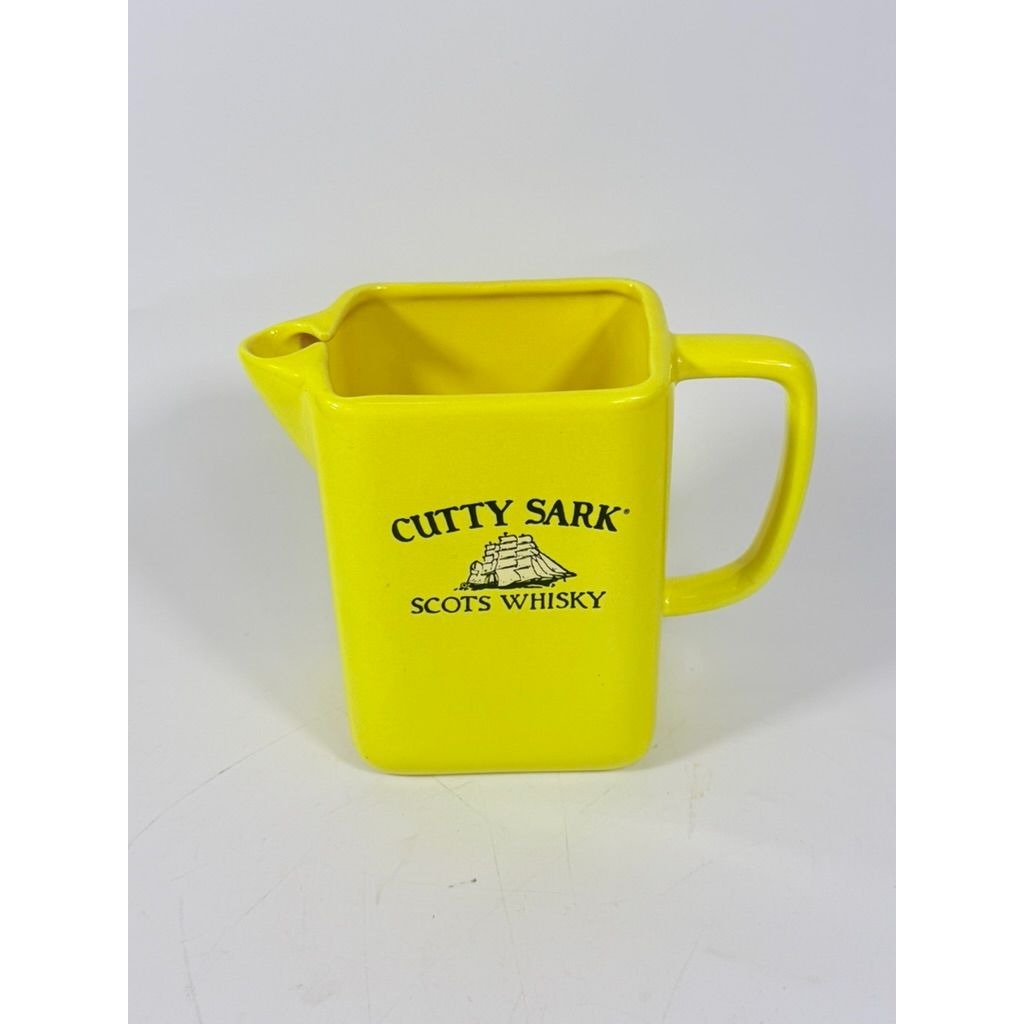 Whiskey Pitcher Cutty Sark Scots Whisky Yellow Ceramic Made in Mexico Pub Single Malt Advertising Liquor Barware Collectible Man Cave