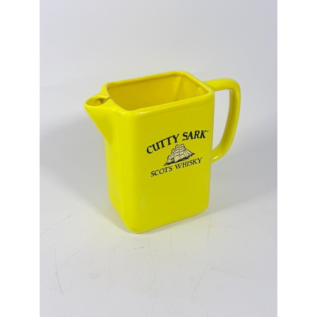 Whiskey Pitcher Cutty Sark Scots Whisky Yellow Ceramic Made in Mexico Pub Single Malt Advertising Liquor Barware Collectible Man Cave