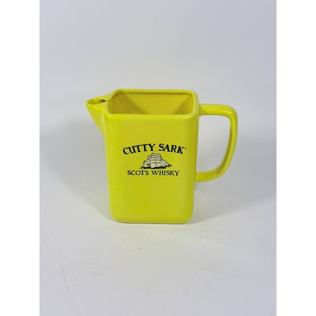 Whiskey Pitcher Cutty Sark Scots Whisky Yellow Ceramic Made in Mexico Pub Single Malt Advertising Liquor Barware Collectible Man Cave