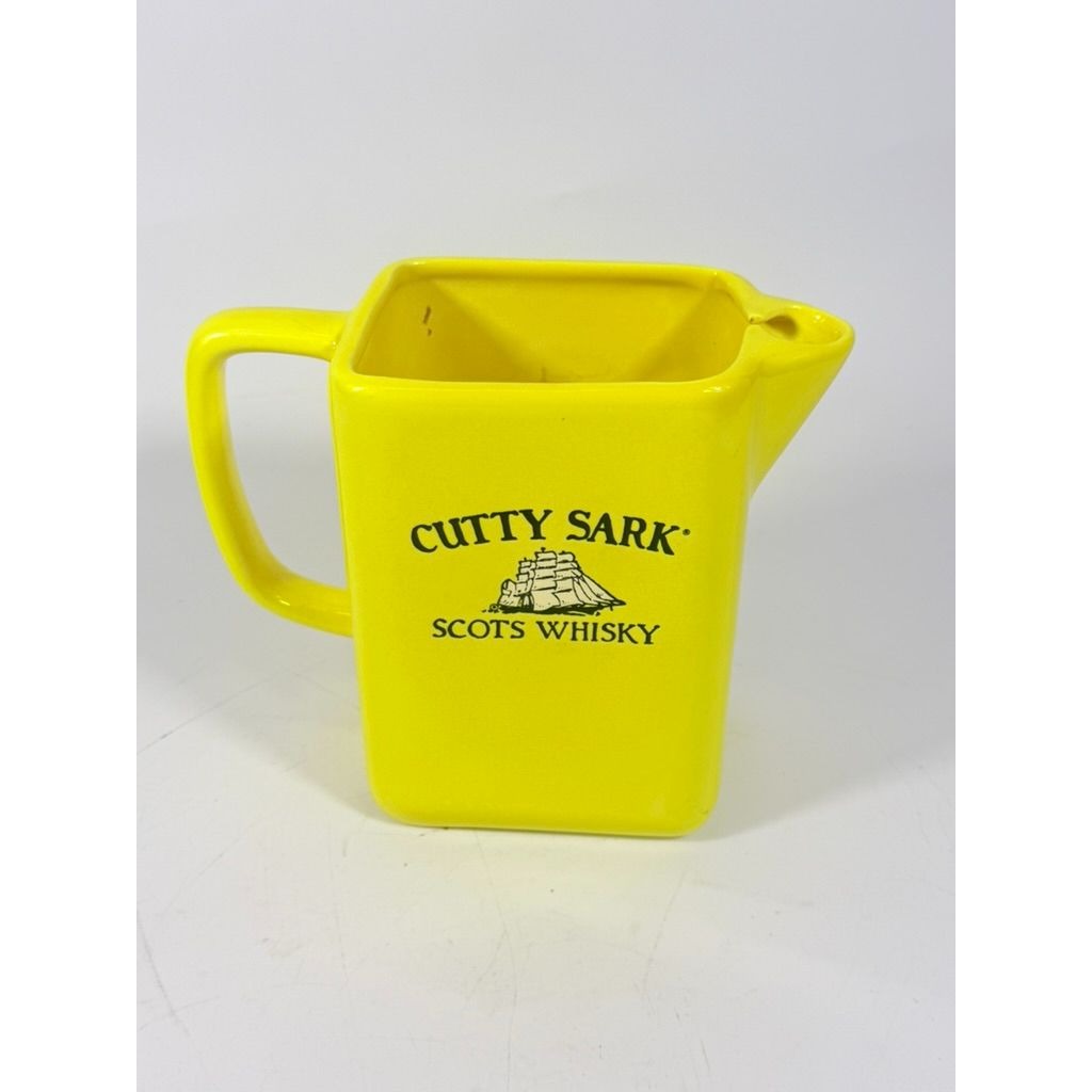 Whiskey Pitcher Cutty Sark Scots Whisky Yellow Ceramic Made in Mexico Pub Single Malt Advertising Liquor Barware Collectible Man Cave