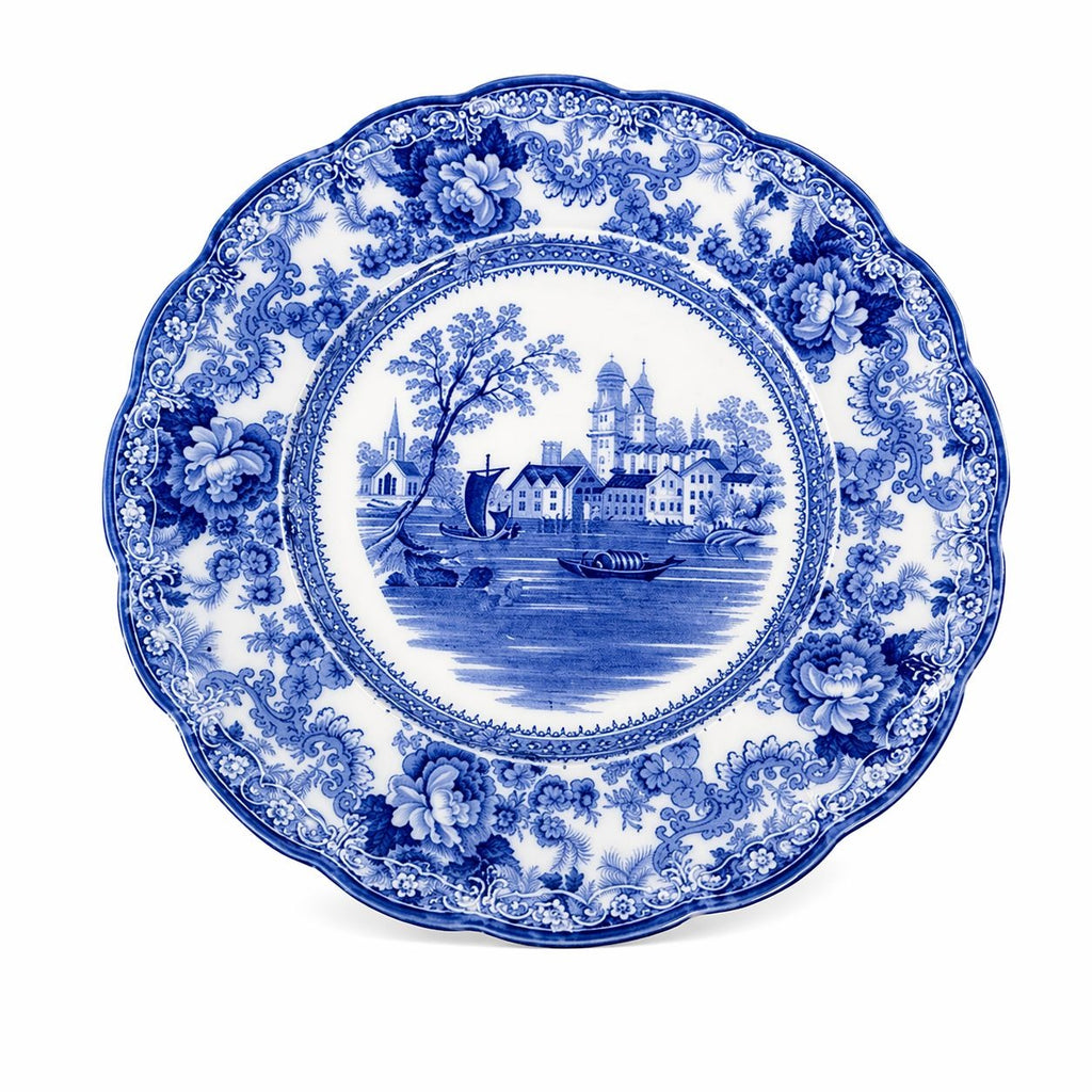 Flow Blue Dinner Plate Antique Cobalt Togo F Winkle Colonial Pottery Stoke England Scalloped Edge Replacement China Gallery Wall Home Decor
