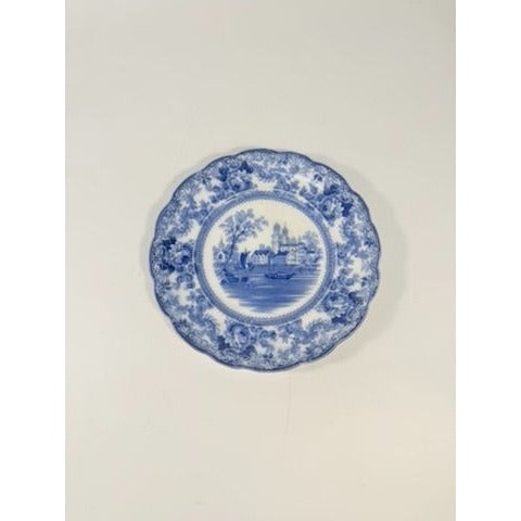 Flow Blue Dinner Plate Antique Cobalt Togo F Winkle Colonial Pottery Stoke England Scalloped Edge Replacement China Gallery Wall Home Decor