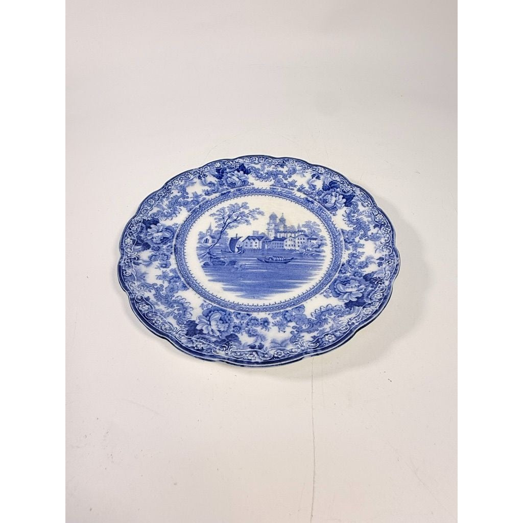 Flow Blue Dinner Plate Antique Cobalt Togo F Winkle Colonial Pottery Stoke England Scalloped Edge Replacement China Gallery Wall Home Decor
