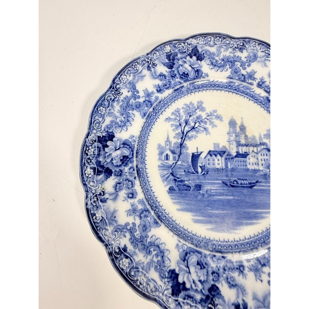 Flow Blue Dinner Plate Antique Cobalt Togo F Winkle Colonial Pottery Stoke England Scalloped Edge Replacement China Gallery Wall Home Decor