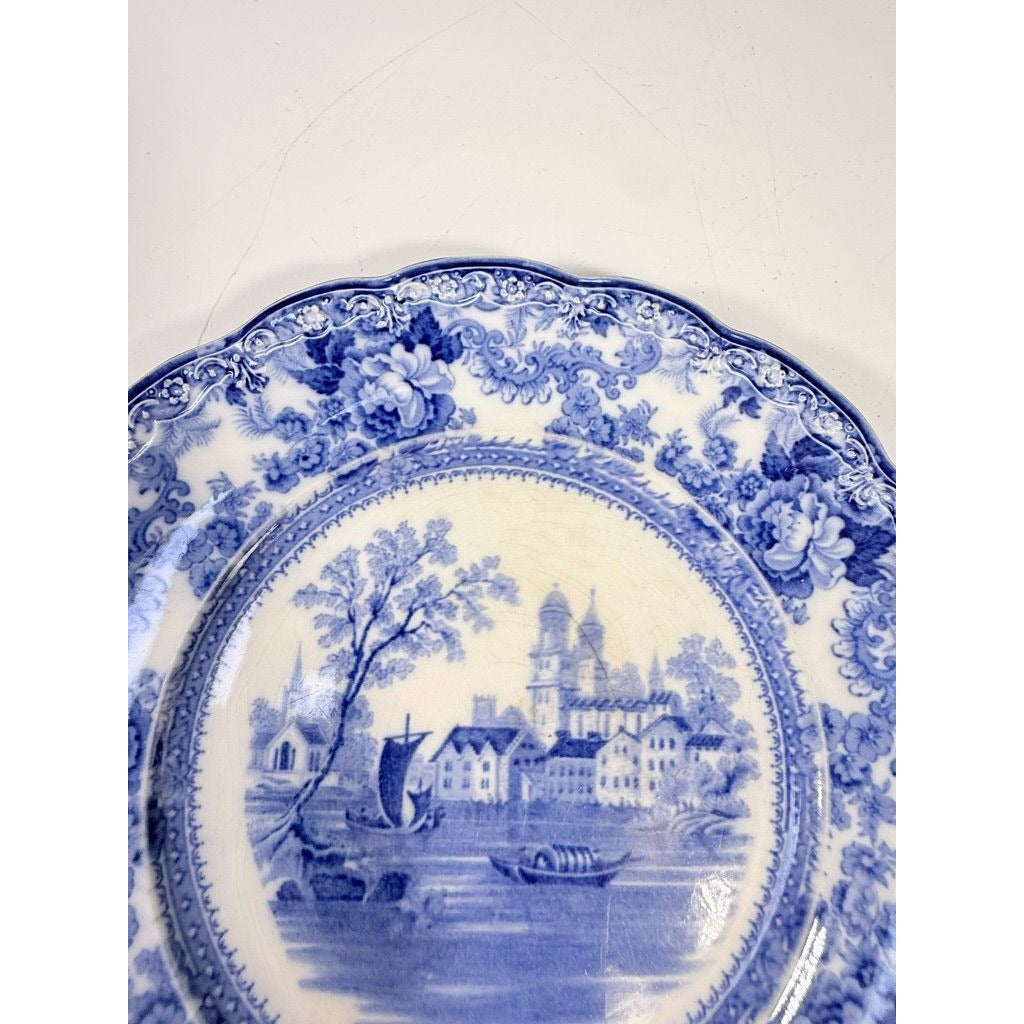 Flow Blue Dinner Plate Antique Cobalt Togo F Winkle Colonial Pottery Stoke England Scalloped Edge Replacement China Gallery Wall Home Decor
