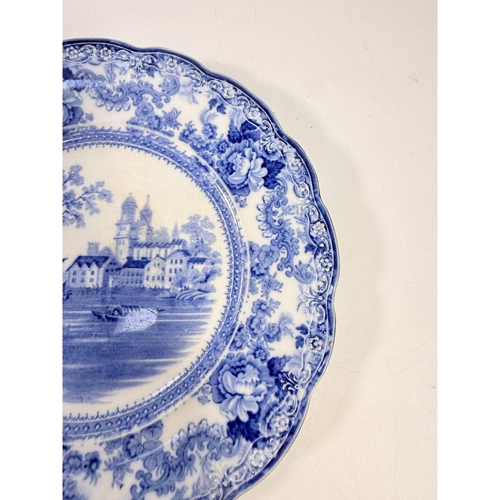 Flow Blue Dinner Plate Antique Cobalt Togo F Winkle Colonial Pottery Stoke England Scalloped Edge Replacement China Gallery Wall Home Decor