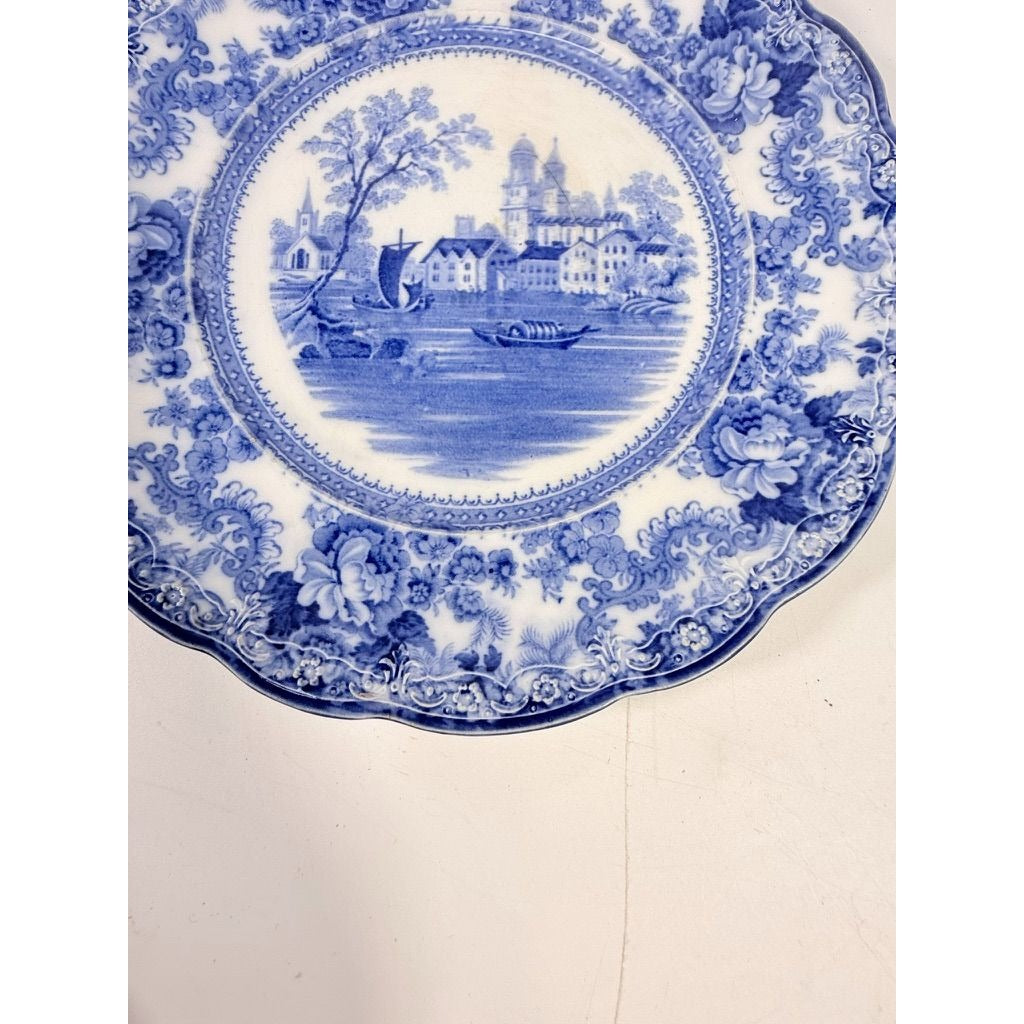 Flow Blue Dinner Plate Antique Cobalt Togo F Winkle Colonial Pottery Stoke England Scalloped Edge Replacement China Gallery Wall Home Decor