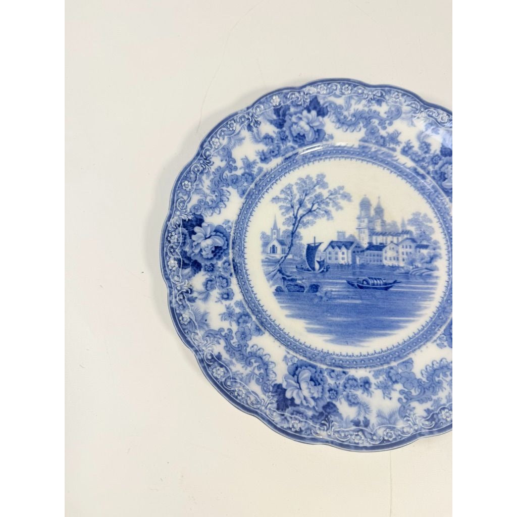 Flow Blue Dinner Plate Antique Cobalt Togo F Winkle Colonial Pottery Stoke England Scalloped Edge Replacement China Gallery Wall Home Decor
