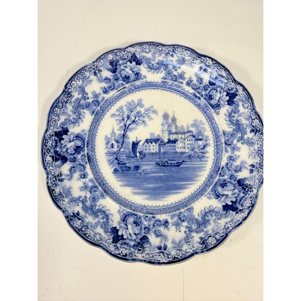 Flow Blue Dinner Plate Antique Cobalt Togo F Winkle Colonial Pottery Stoke England Scalloped Edge Replacement China Gallery Wall Home Decor