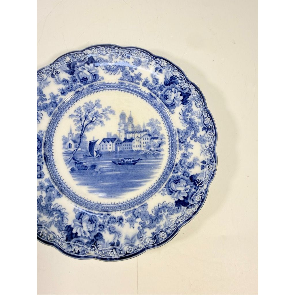 Flow Blue Dinner Plate Antique Cobalt Togo F Winkle Colonial Pottery Stoke England Scalloped Edge Replacement China Gallery Wall Home Decor