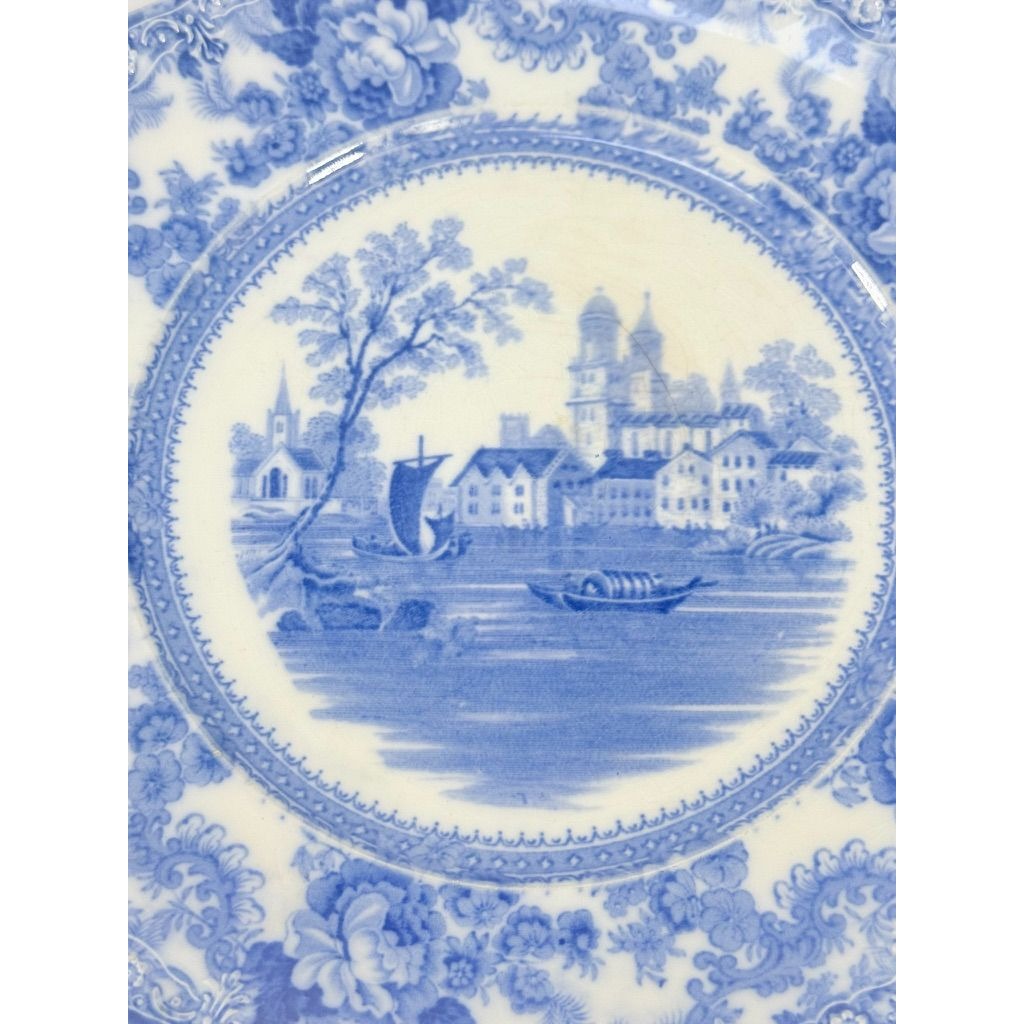 Flow Blue Dinner Plate Antique Cobalt Togo F Winkle Colonial Pottery Stoke England Scalloped Edge Replacement China Gallery Wall Home Decor