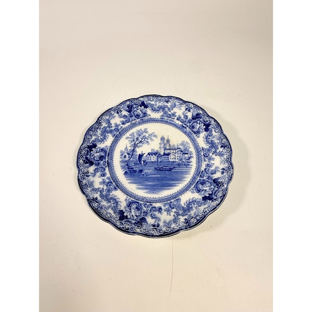 Flow Blue Dinner Plate Antique Cobalt Togo F Winkle Colonial Pottery Stoke England Scalloped Edge Replacement China Gallery Wall Home Decor