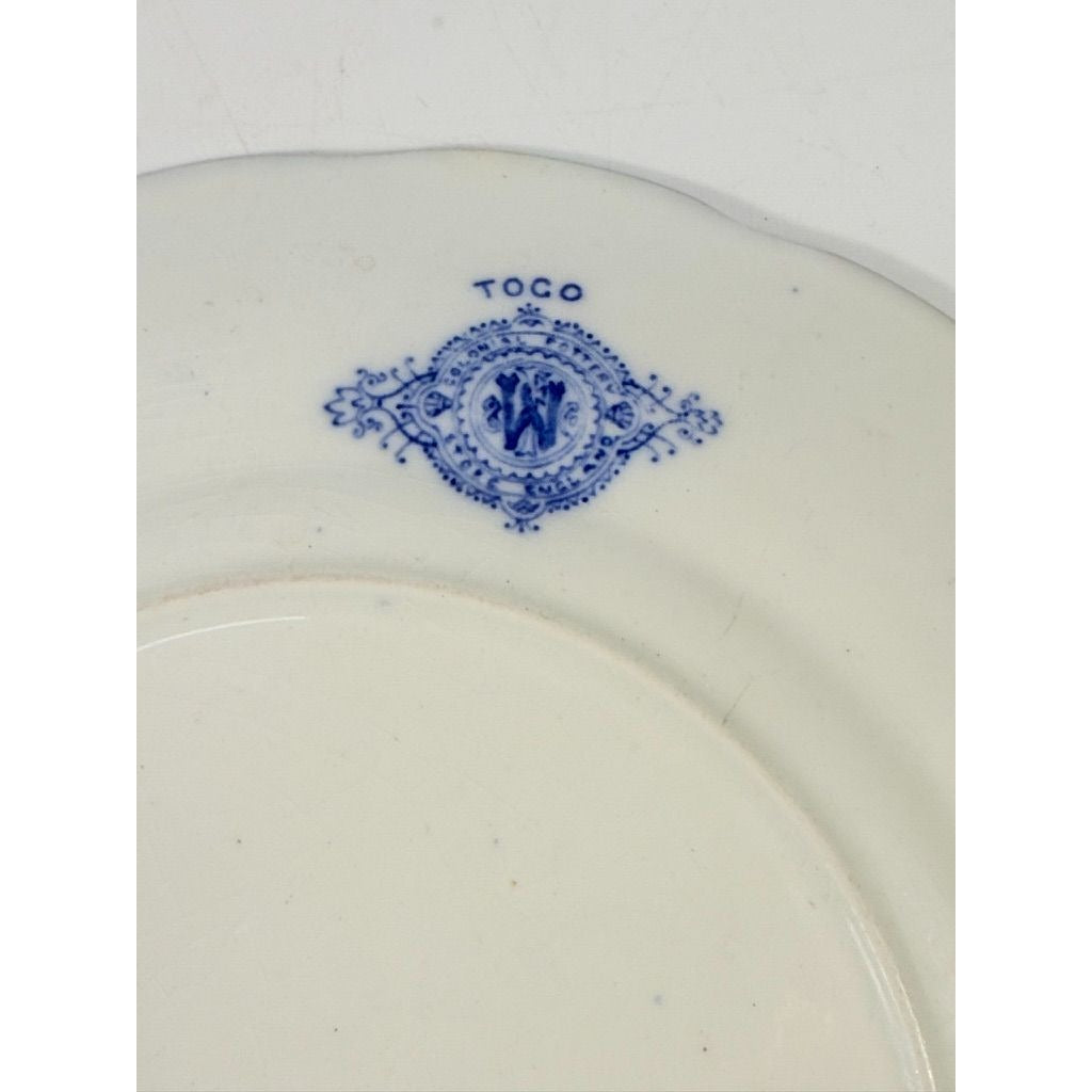 Flow Blue Dinner Plate Antique Cobalt Togo F Winkle Colonial Pottery Stoke England Scalloped Edge Replacement China Gallery Wall Home Decor