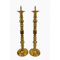 Large Brass Pillar Candlesticks Pair Set 2 VTG  29” Floor Altar Church Temple Candle Holders Fire Table Home Decor Decorative Accents Gold
