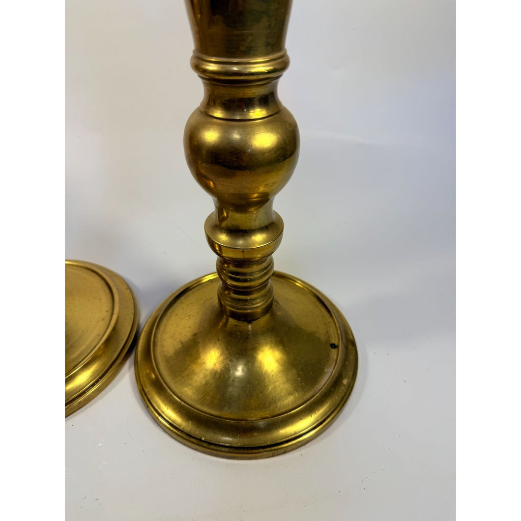 Large Brass Pillar Candlesticks Pair Set 2 VTG  29” Floor Altar Church Temple Candle Holders Fire Table Home Decor Decorative Accents Gold