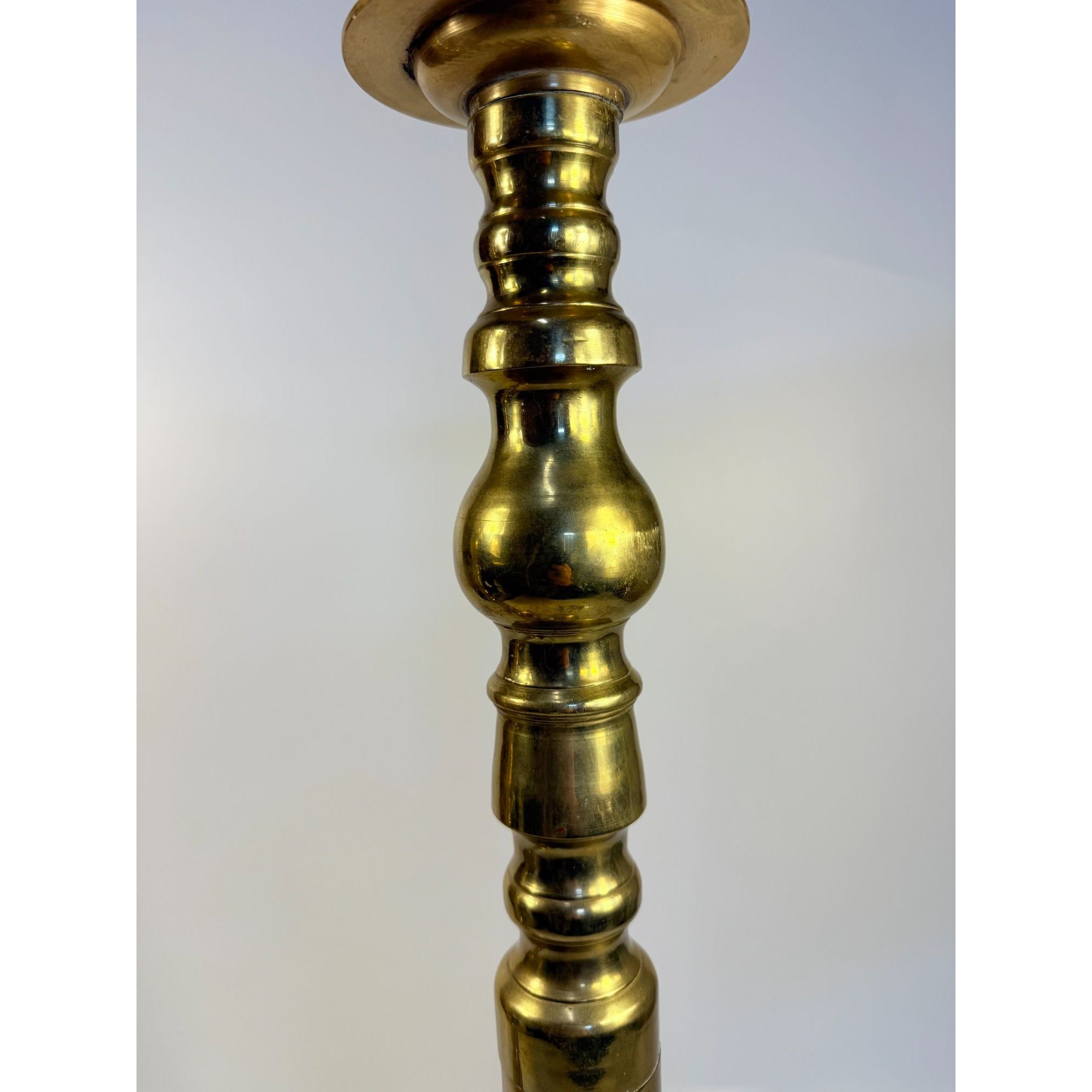 Large Brass Pillar Candlesticks Pair Set 2 VTG  29” Floor Altar Church Temple Candle Holders Fire Table Home Decor Decorative Accents Gold