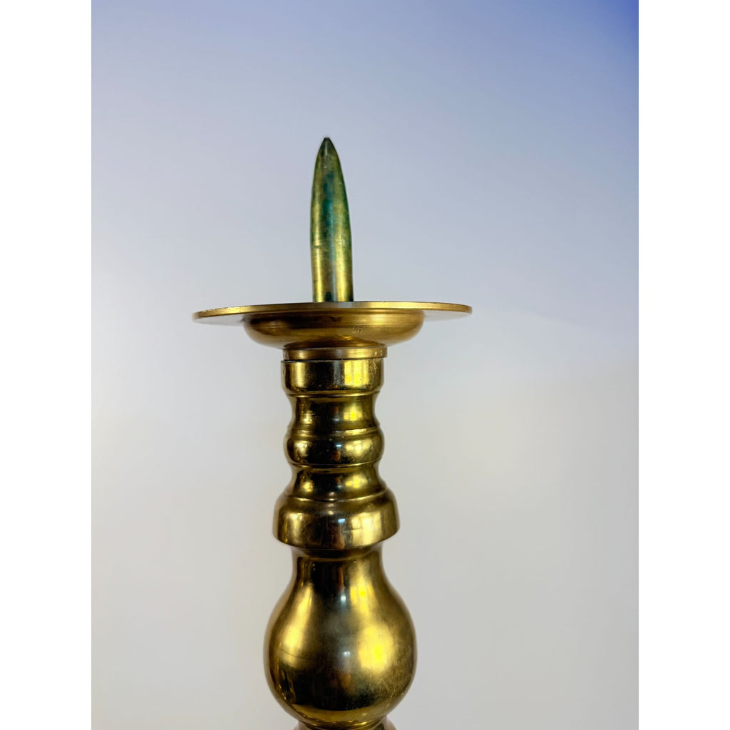 Large Brass Pillar Candlesticks Pair Set 2 VTG  29” Floor Altar Church Temple Candle Holders Fire Table Home Decor Decorative Accents Gold