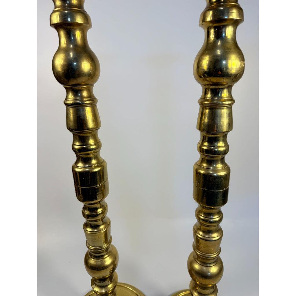Large Brass Pillar Candlesticks Pair Set 2 VTG  29” Floor Altar Church Temple Candle Holders Fire Table Home Decor Decorative Accents Gold