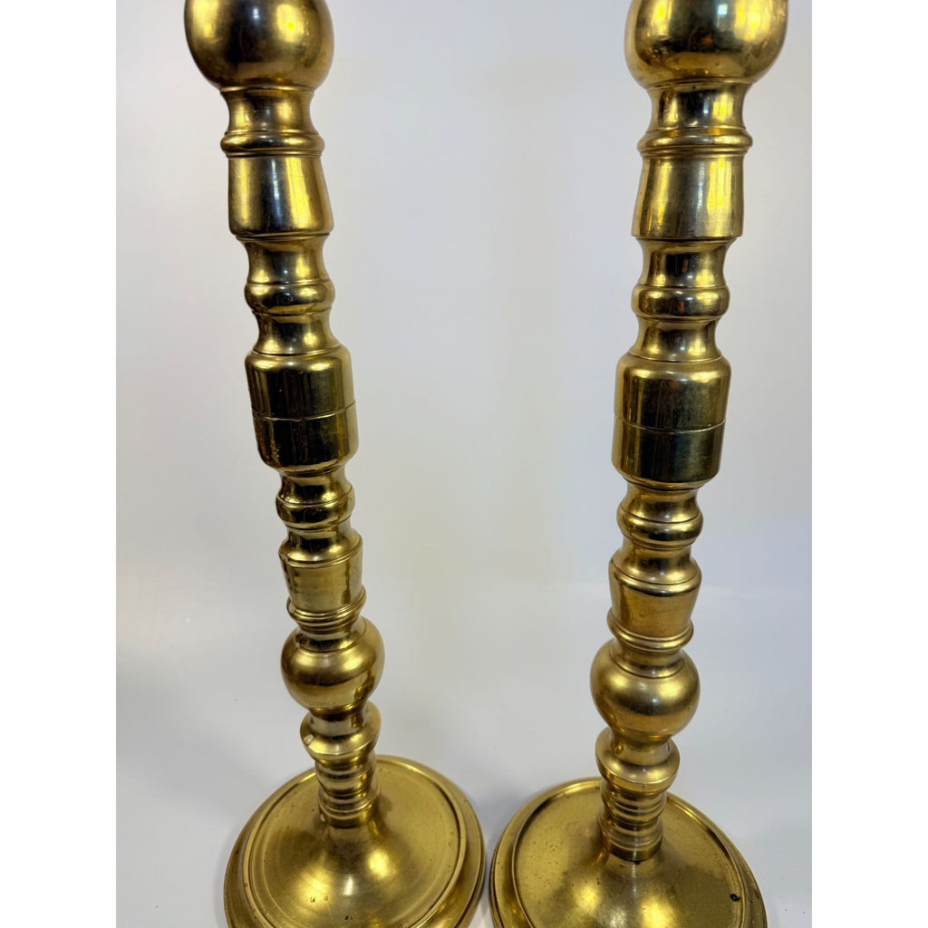 Large Brass Pillar Candlesticks Pair Set 2 VTG  29” Floor Altar Church Temple Candle Holders Fire Table Home Decor Decorative Accents Gold