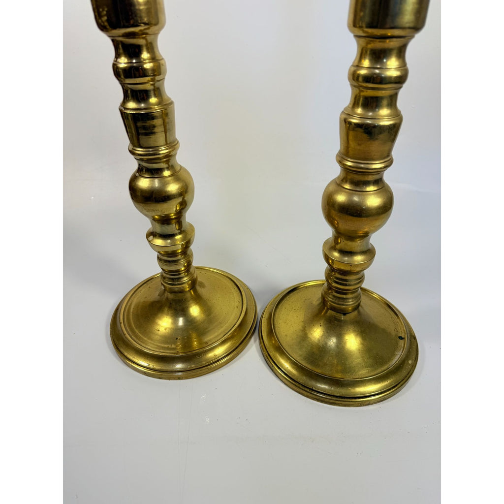 Large Brass Pillar Candlesticks Pair Set 2 VTG  29” Floor Altar Church Temple Candle Holders Fire Table Home Decor Decorative Accents Gold