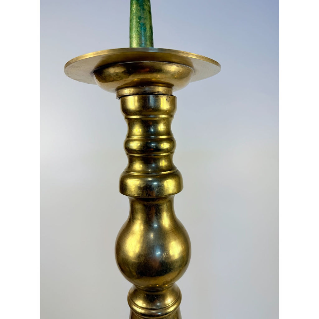 Large Brass Pillar Candlesticks Pair Set 2 VTG  29” Floor Altar Church Temple Candle Holders Fire Table Home Decor Decorative Accents Gold