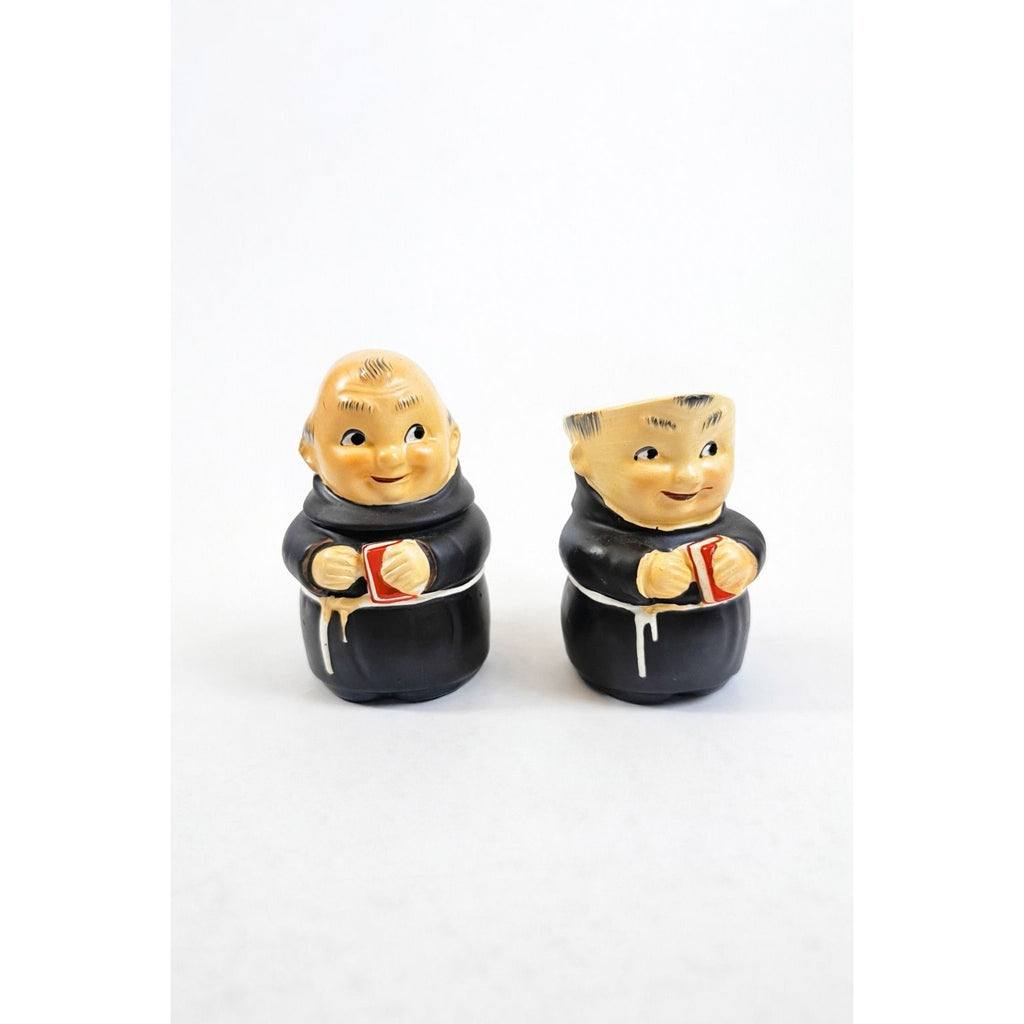 Creamer and Sugar Set Friar Tuck Monks Bowl Pitcher Porcelain Ceramic Apco Vintage Hand Painted Unqiue Collectible Kitchenware Goebel Style