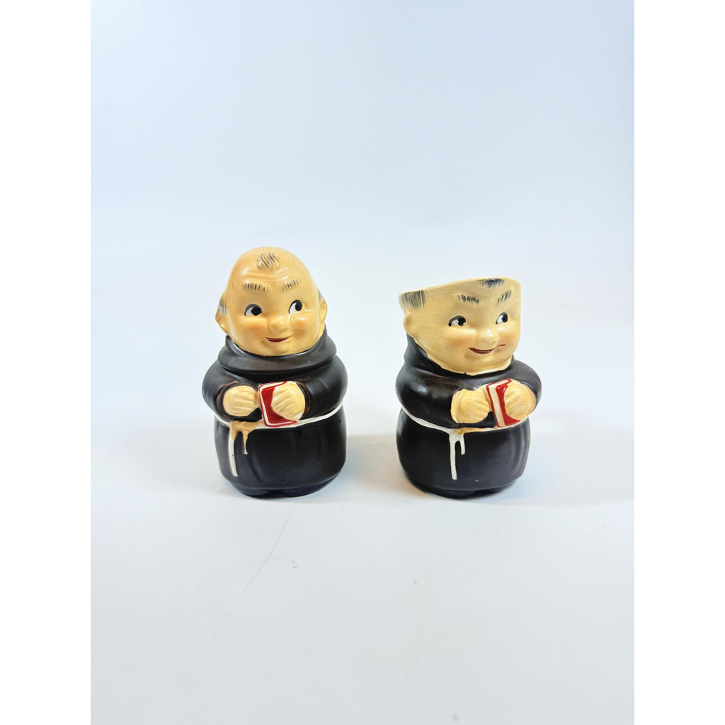 Creamer and Sugar Set Friar Tuck Monks Bowl Pitcher Porcelain Ceramic Apco Vintage Hand Painted Unqiue Collectible Kitchenware Goebel Style