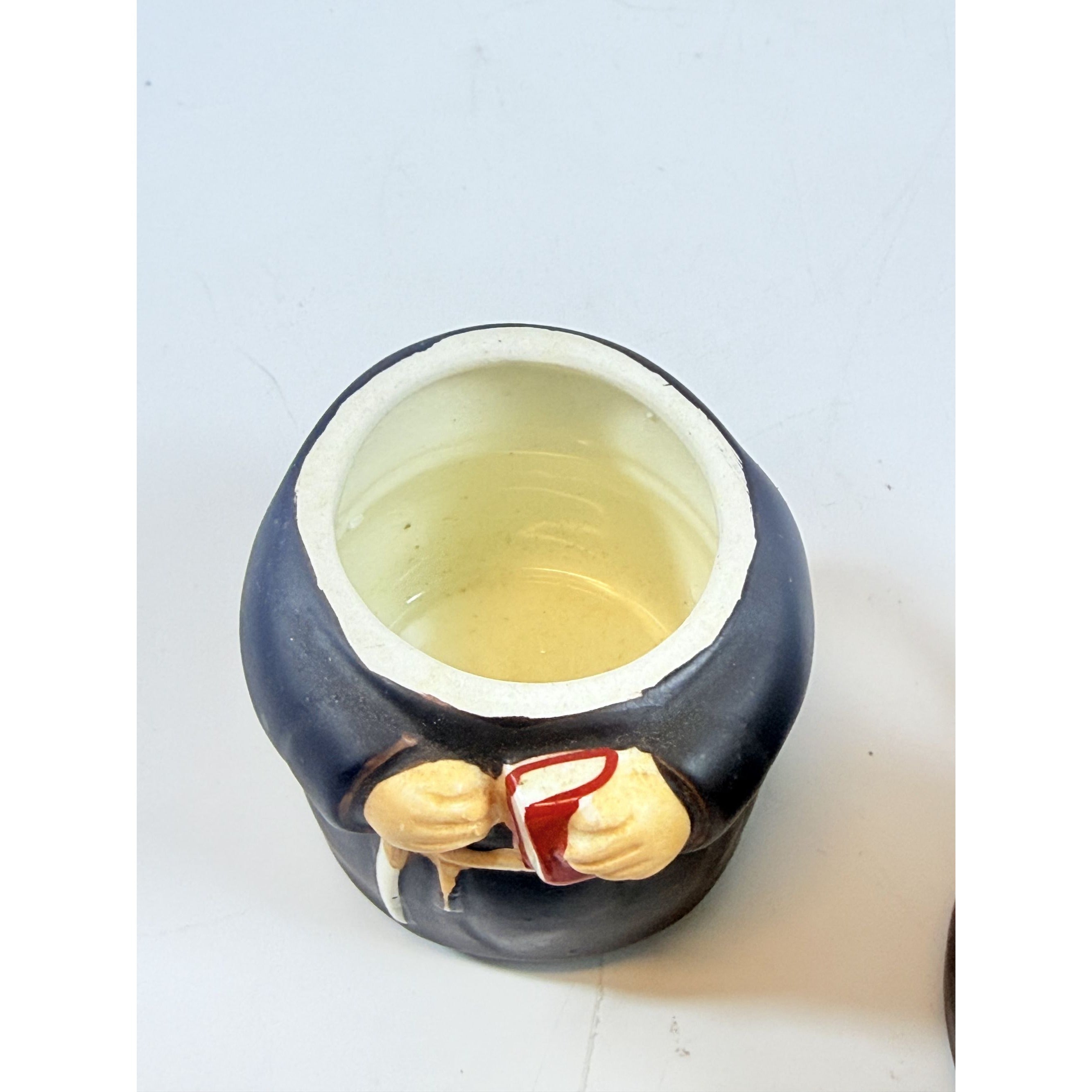 Creamer and Sugar Set Friar Tuck Monks Bowl Pitcher Porcelain Ceramic Apco Vintage Hand Painted Unqiue Collectible Kitchenware Goebel Style