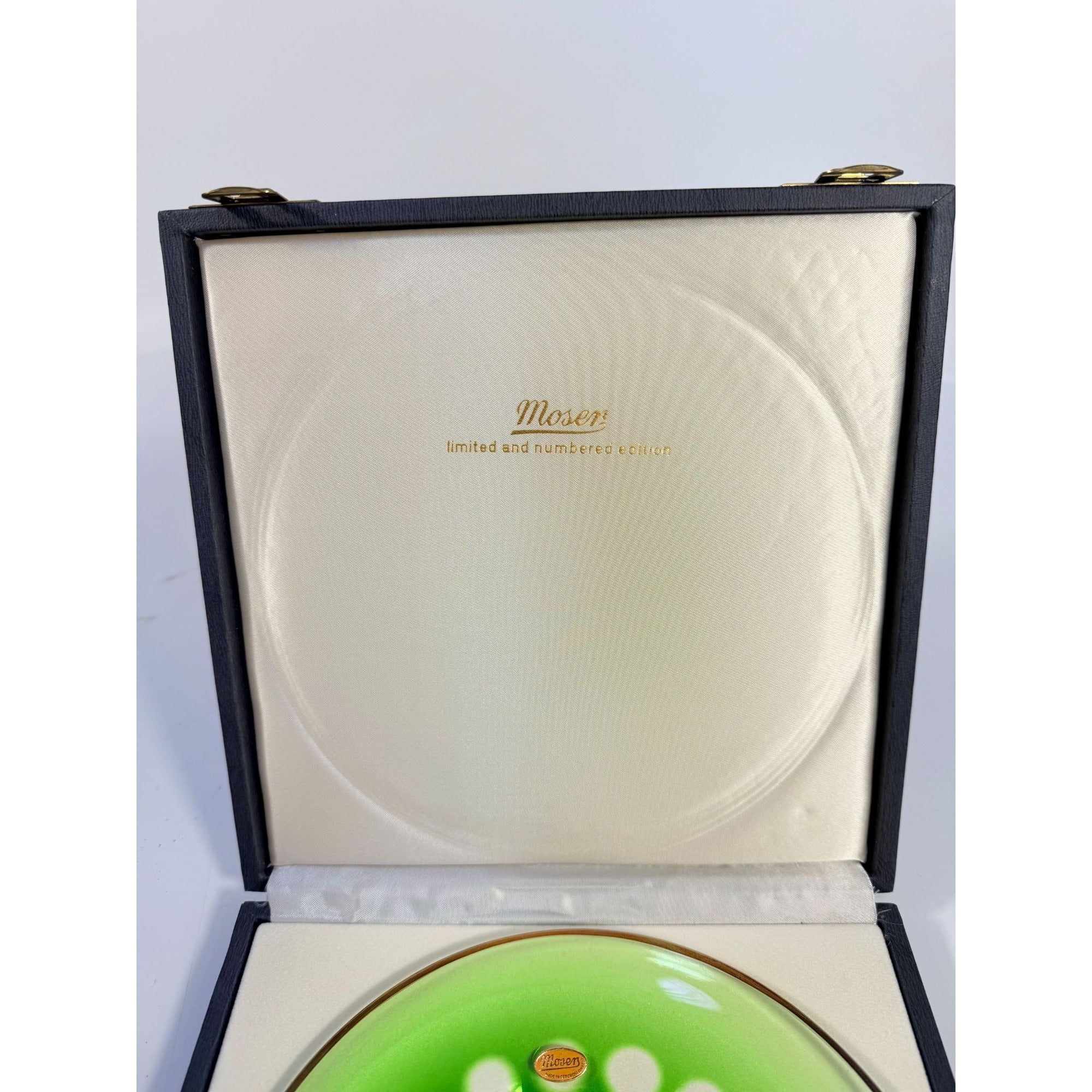 Collector Christmas Plate Green Moser Glass 1971 Vanoce Karlstein Castle Etched Limited Edition Czech Republic Original Box