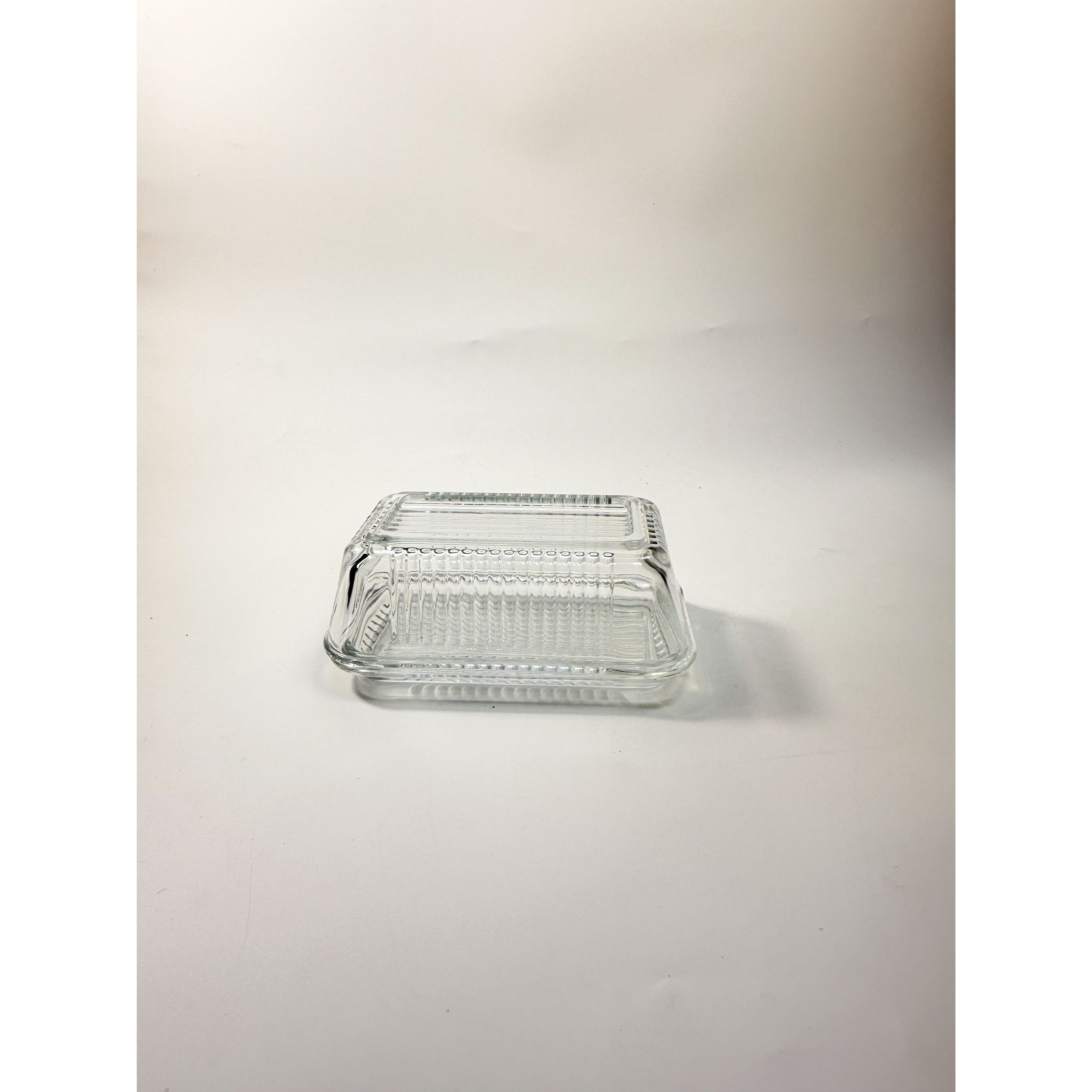 Refrigerator Butter Dish Keeper Container with Lid Clear Ribbed Glass Pasabahce Kitchen Storage Vintage Retro Glassware Kitchenware