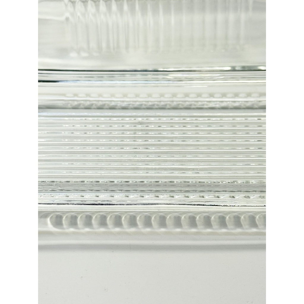 Refrigerator Butter Dish Keeper Container with Lid Clear Ribbed Glass Pasabahce Kitchen Storage Vintage Retro Glassware Kitchenware