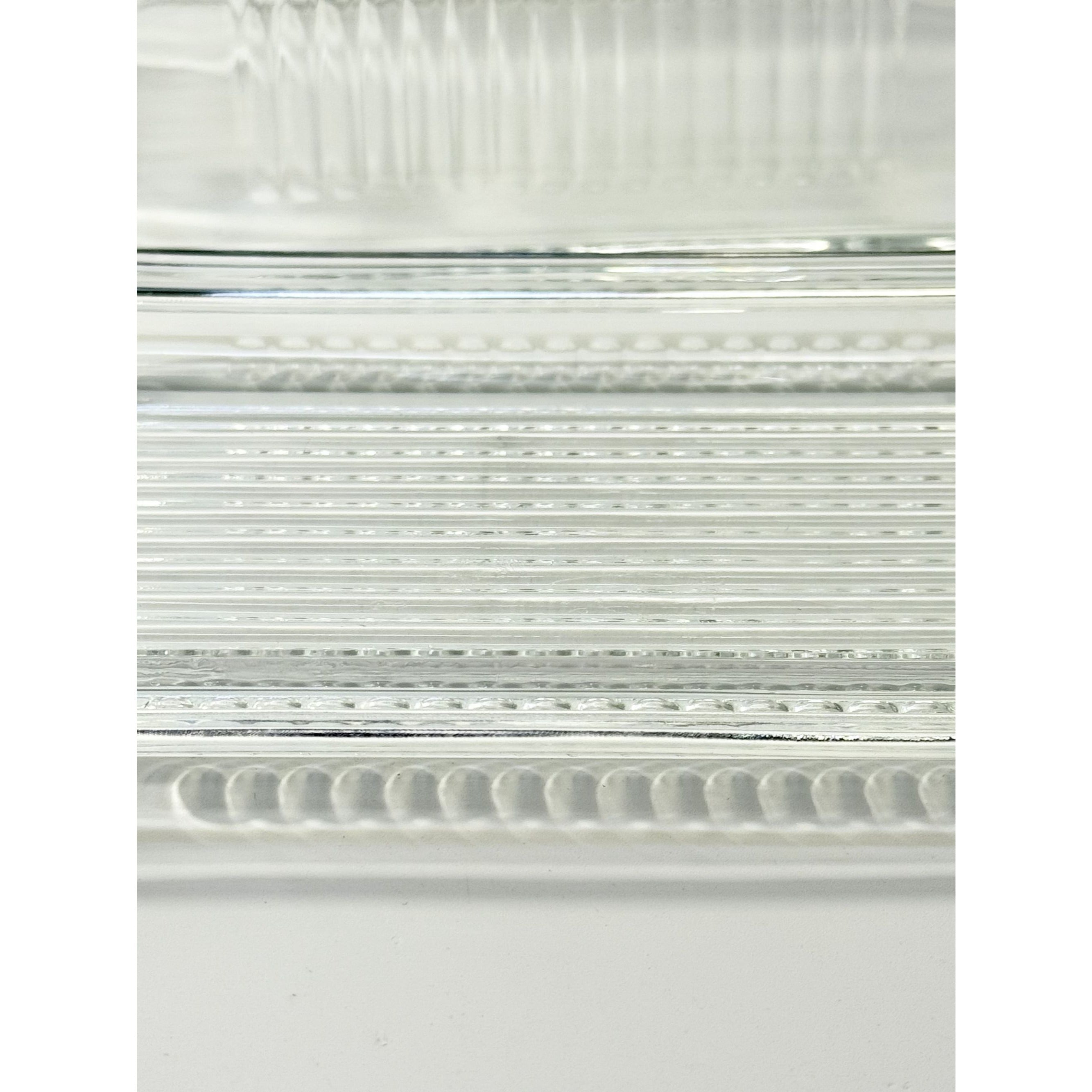 Refrigerator Butter Dish Keeper Container with Lid Clear Ribbed Glass Pasabahce Kitchen Storage Vintage Retro Glassware Kitchenware
