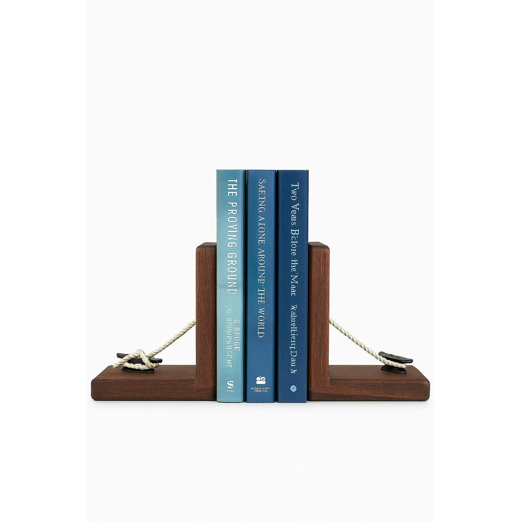 Wooden Bookends | Boat Cleat Rope Maritime Nautical Coastal | Handcrafted Art Duser | Wood Book Shelf  Book Ends | Home Office Decor Gift