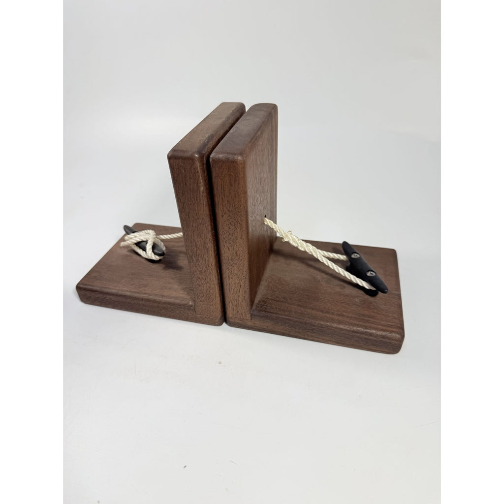 Wooden Bookends | Boat Cleat Rope Maritime Nautical Coastal | Handcrafted Art Duser | Wood Book Shelf  Book Ends | Home Office Decor Gift