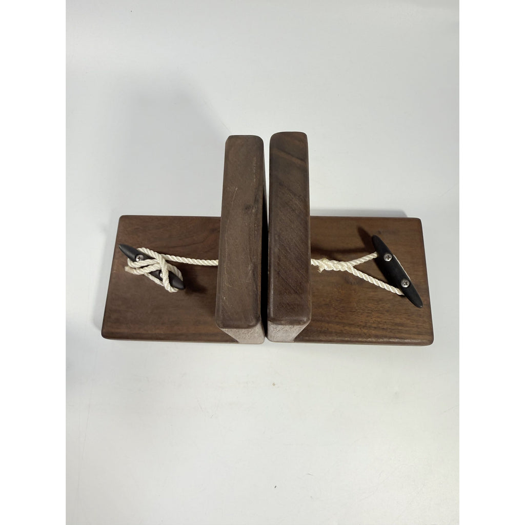 Wooden Bookends | Boat Cleat Rope Maritime Nautical Coastal | Handcrafted Art Duser | Wood Book Shelf  Book Ends | Home Office Decor Gift