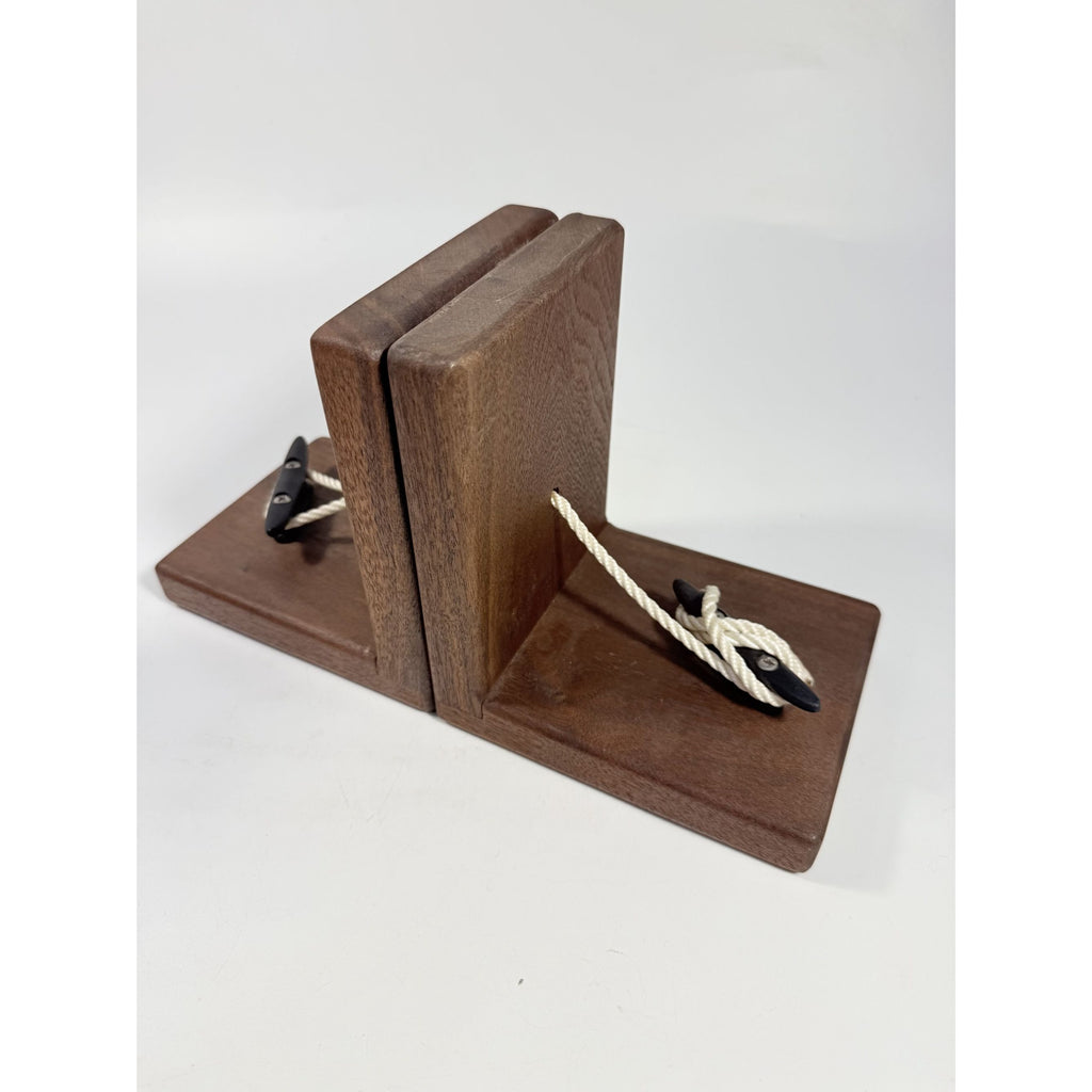 Wooden Bookends | Boat Cleat Rope Maritime Nautical Coastal | Handcrafted Art Duser | Wood Book Shelf  Book Ends | Home Office Decor Gift