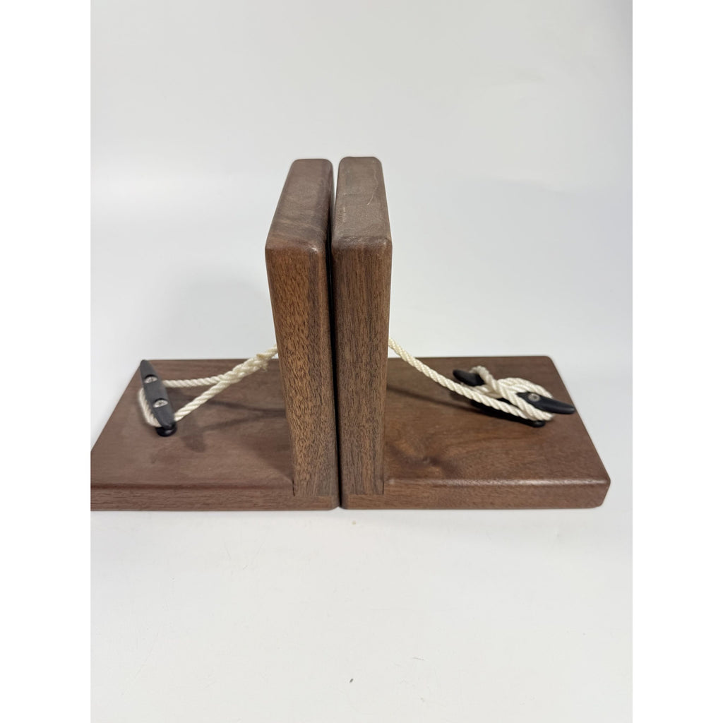 Wooden Bookends | Boat Cleat Rope Maritime Nautical Coastal | Handcrafted Art Duser | Wood Book Shelf  Book Ends | Home Office Decor Gift