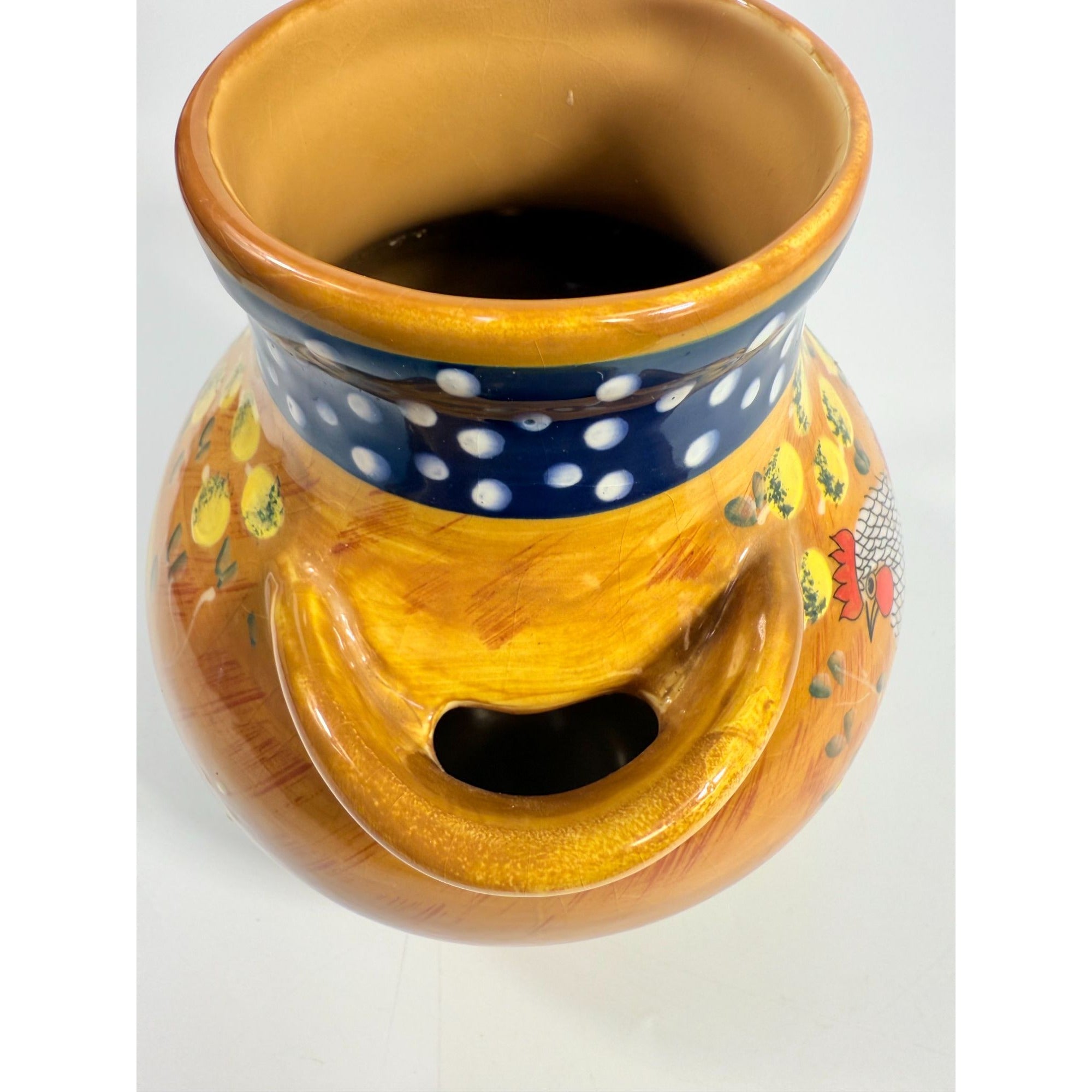 Rooster Chicken Chick Pottery Pitcher Ceramic Ambience Collection By Giani Hand Painted Farmhouse Primitive Country Rustic Granny Core