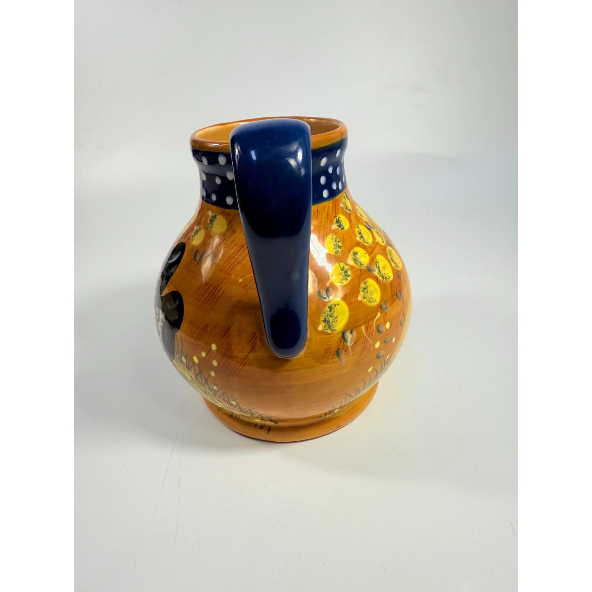 Rooster Chicken Chick Pottery Pitcher Ceramic Ambience Collection By Giani Hand Painted Farmhouse Primitive Country Rustic Granny Core