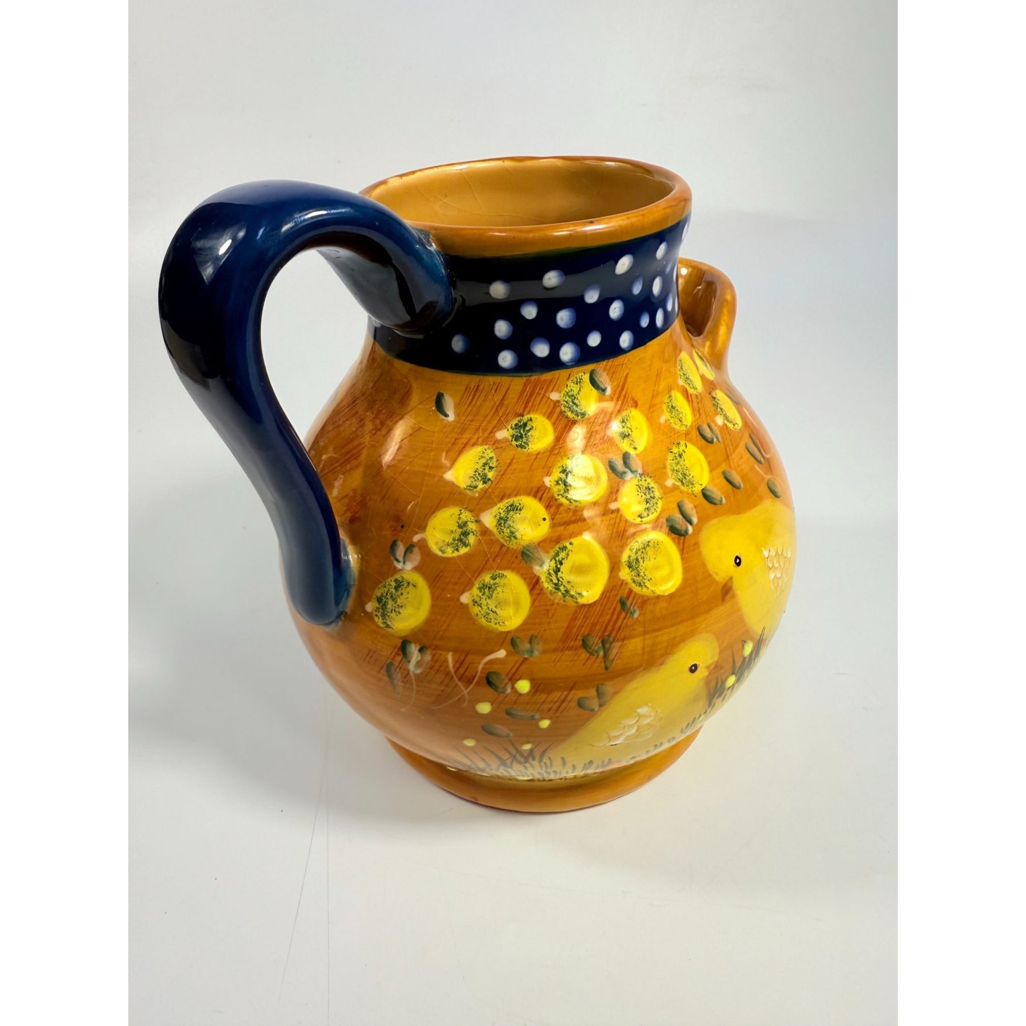 Rooster Chicken Chick Pottery Pitcher Ceramic Ambience Collection By Giani Hand Painted Farmhouse Primitive Country Rustic Granny Core