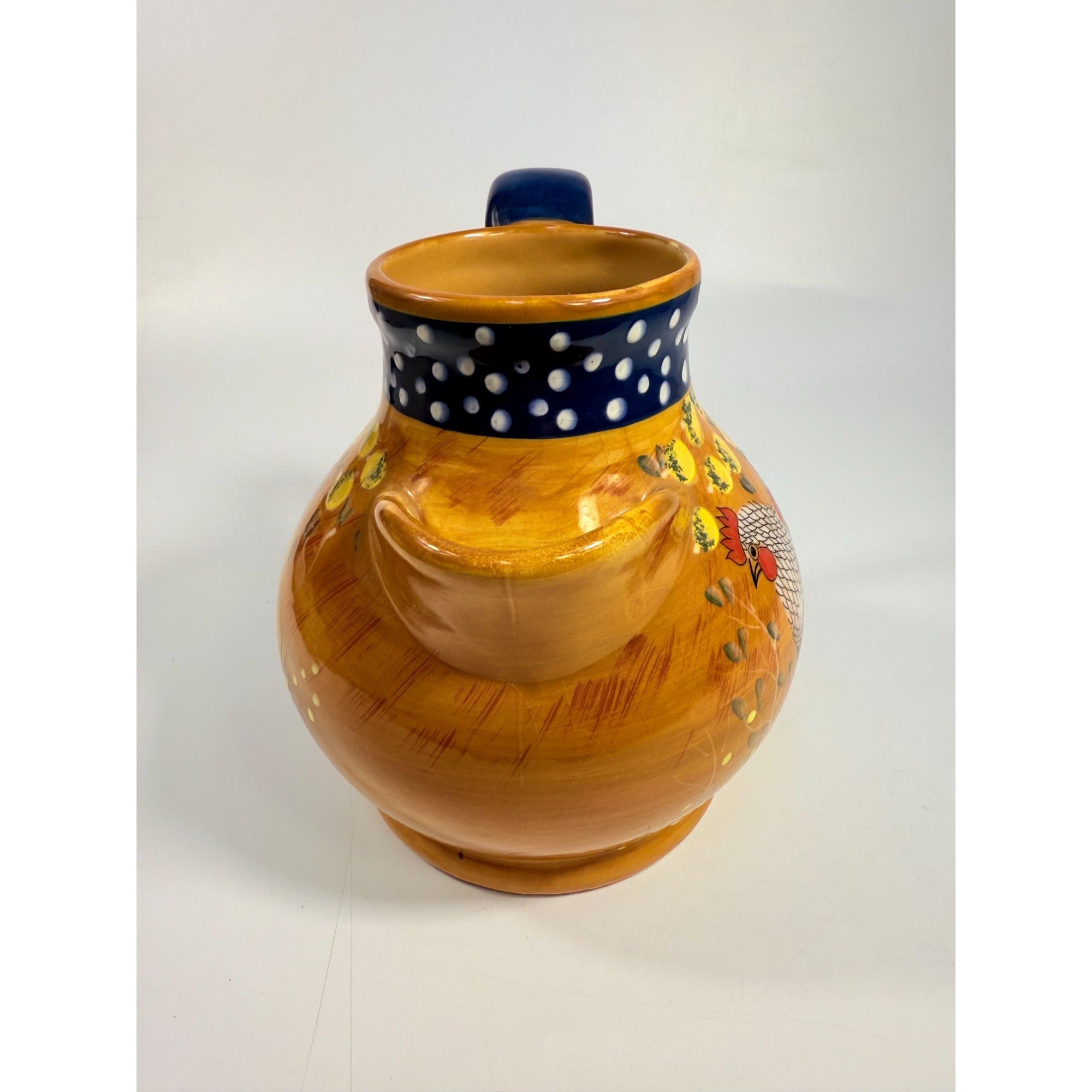 Rooster Chicken Chick Pottery Pitcher Ceramic Ambience Collection By Giani Hand Painted Farmhouse Primitive Country Rustic Granny Core