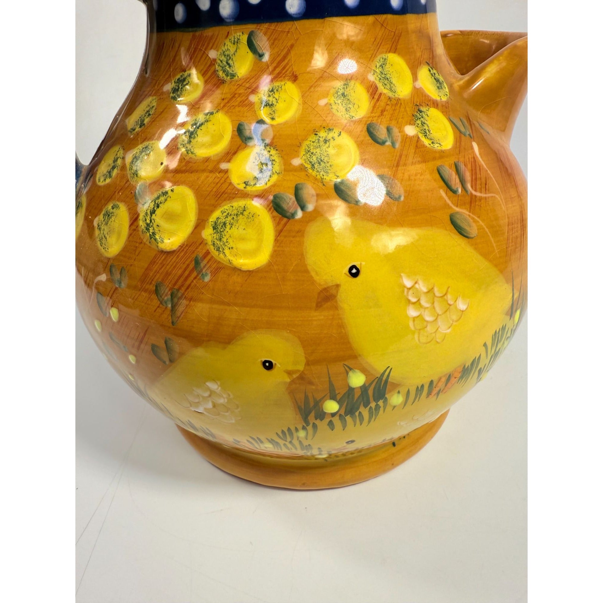Rooster Chicken Chick Pottery Pitcher Ceramic Ambience Collection By Giani Hand Painted Farmhouse Primitive Country Rustic Granny Core