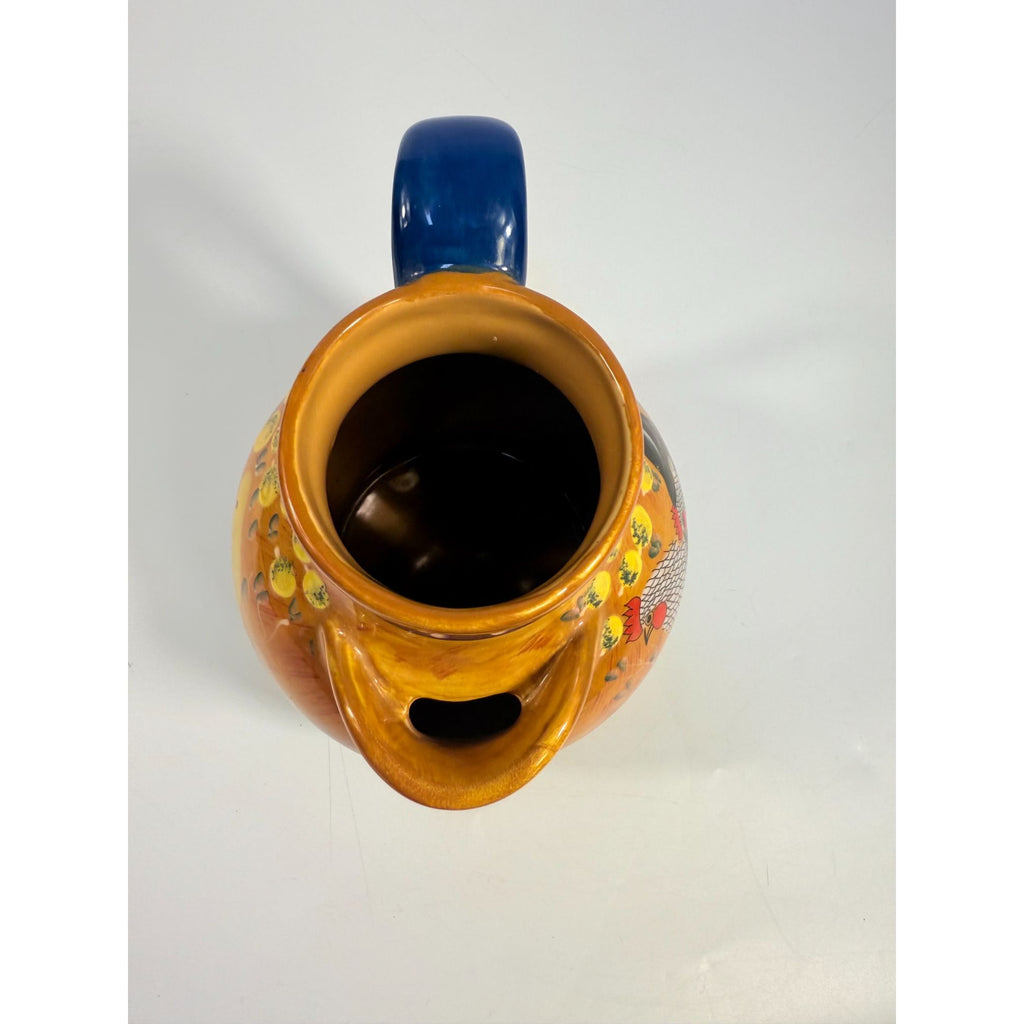 Rooster Chicken Chick Pottery Pitcher Ceramic Ambience Collection By Giani Hand Painted Farmhouse Primitive Country Rustic Granny Core