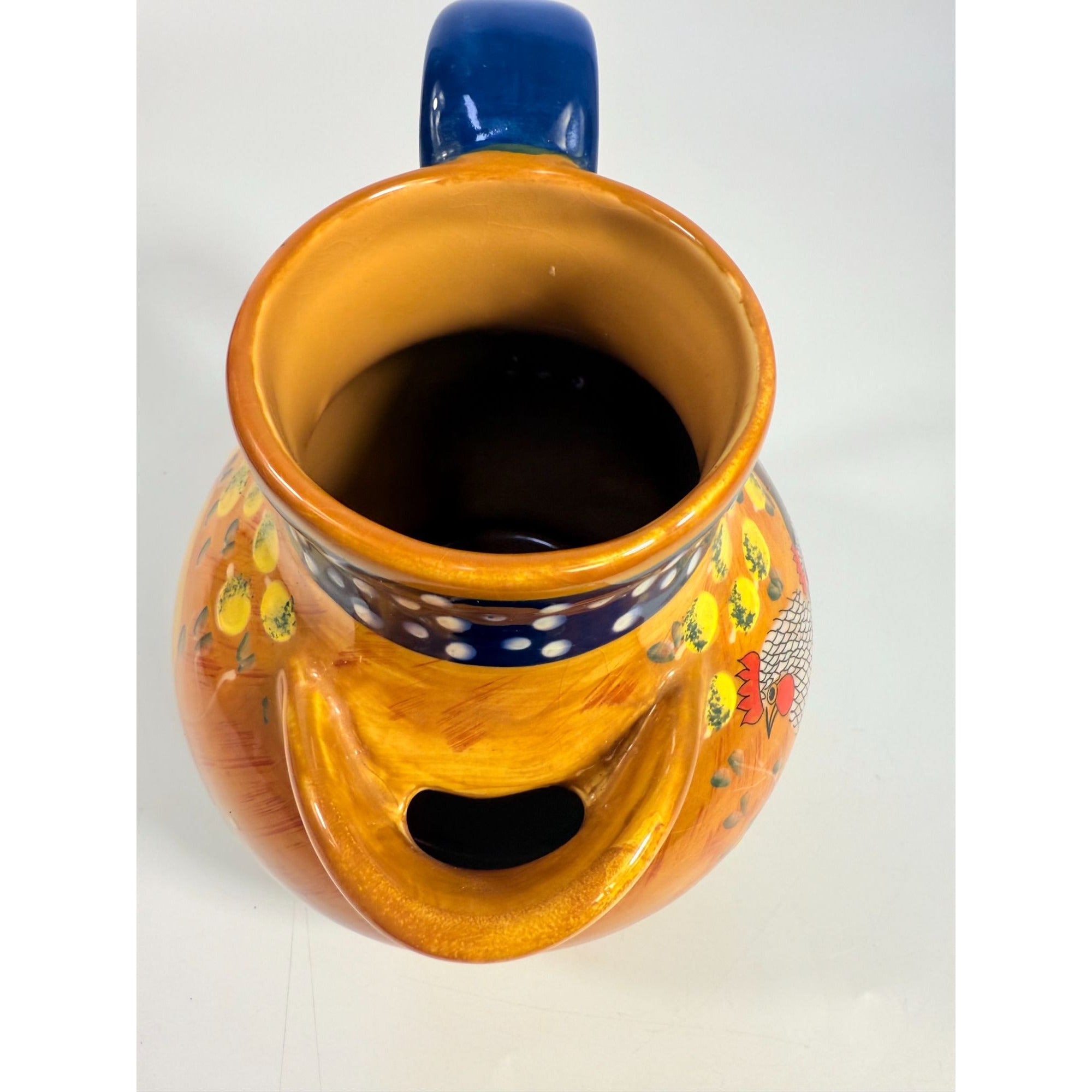 Rooster Chicken Chick Pottery Pitcher Ceramic Ambience Collection By Giani Hand Painted Farmhouse Primitive Country Rustic Granny Core