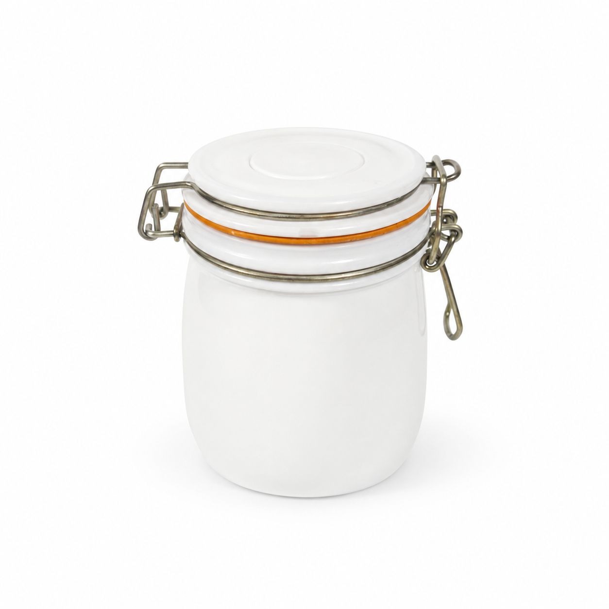 Jar Canister White Milk Glass Covered Wheaton Vintage Bale Clamp 1 L Lock Rubber Gasket Farmhouse Granny Core Kitchenware Storage