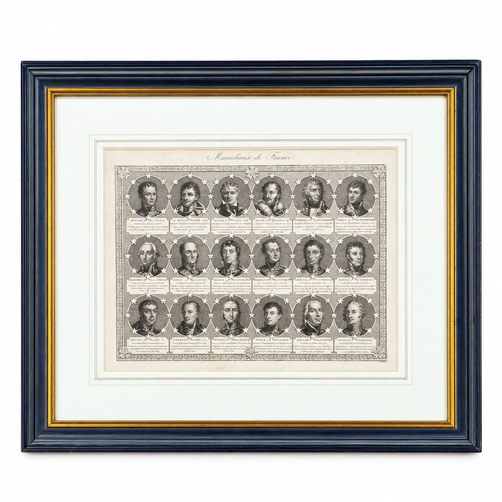 Portrait Engraving Framed Antique French Marshals 19th c Napoleonic Military Art Carle Vernet Campagnes des Français Historical Wall Decor