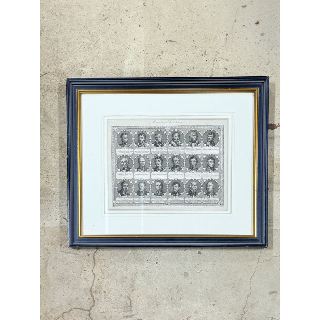 Portrait Engraving Framed Antique French Marshals 19th c Napoleonic Military Art Carle Vernet Campagnes des Français Historical Wall Decor